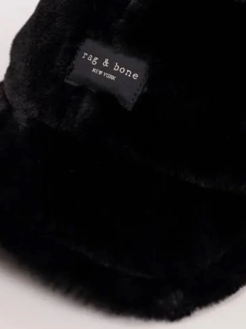 rag & bone Black Faux Fur Baseball Cap